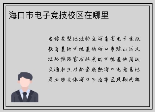 海口市电子竞技校区在哪里